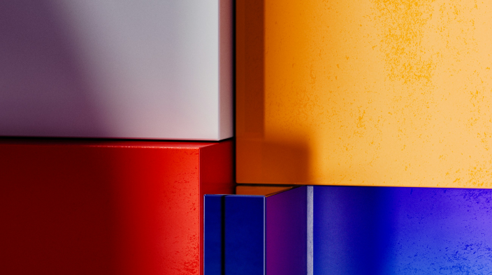 solid, colorful boxes